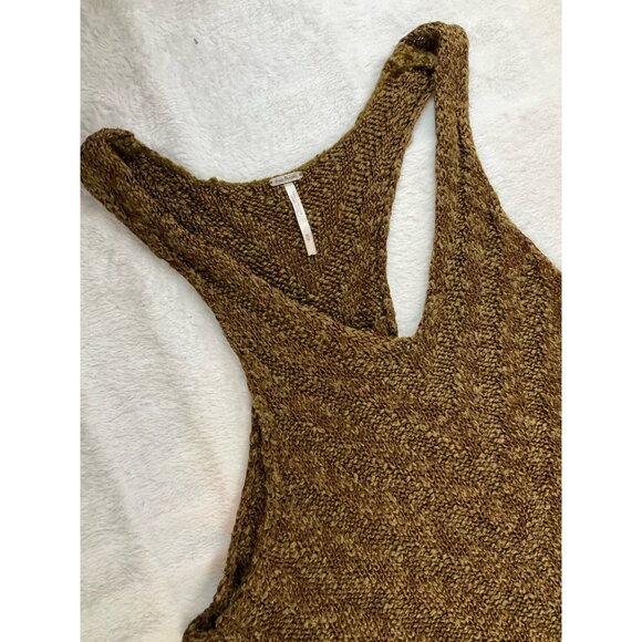 Free People Chevron Sweater Tank‎ Size M Brown Knit Cotton Relaxed Slouchy Boho - Picture 5 of 12